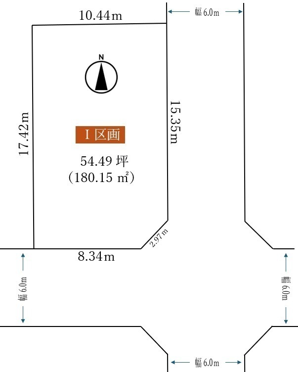 間取図/区画図:角地 南向き 道路(南6.0m・東6.0m